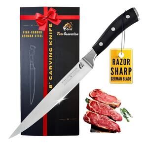 8" Carving Knife for Meat – Butcher Knife, Razor Sharp German Steel Slicing Knif